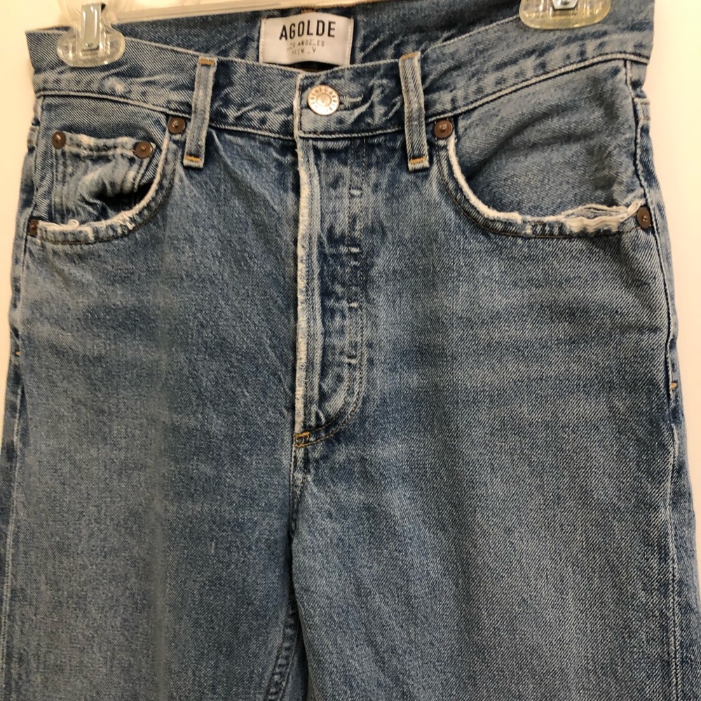 AGOLDE Feel Good High Rise Classic Jean Blue 24 Distressed Button Fly High waist - Picture 6 of 16